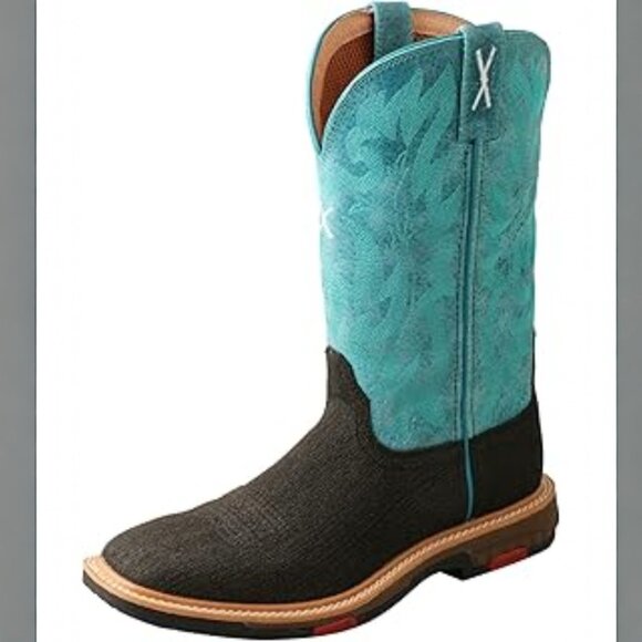 Twisted X Charcoal Suede Turquoise Alloy Safety Toe Working Boot Size 8.5 - Picture 5 of 12